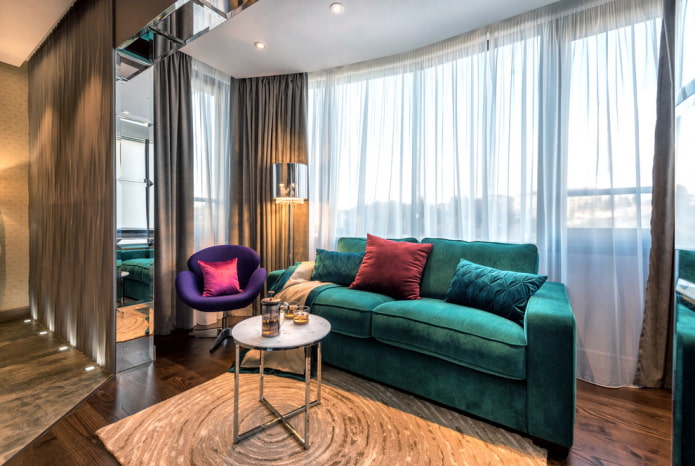 Canapé émeraude à l'intérieur