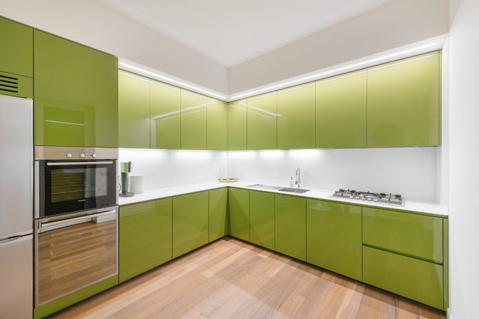 Intérieur de cuisine aux tons vert clair