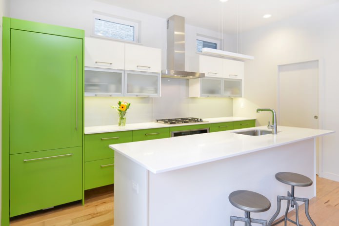 ensemble de cuisine vert clair