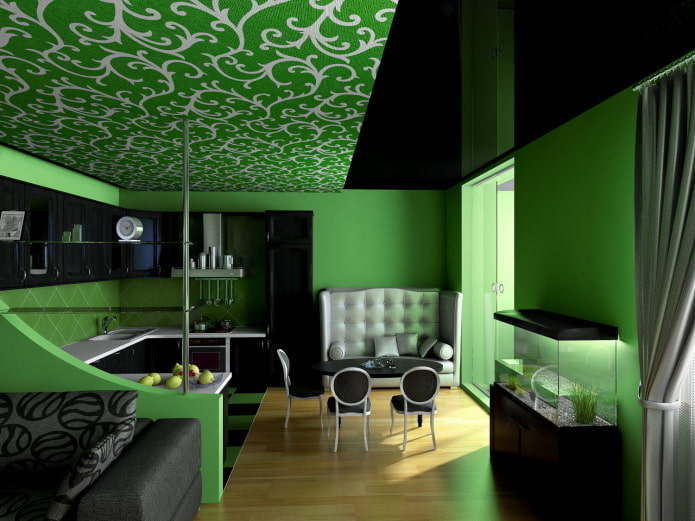 structure de plafond verte avec motifs