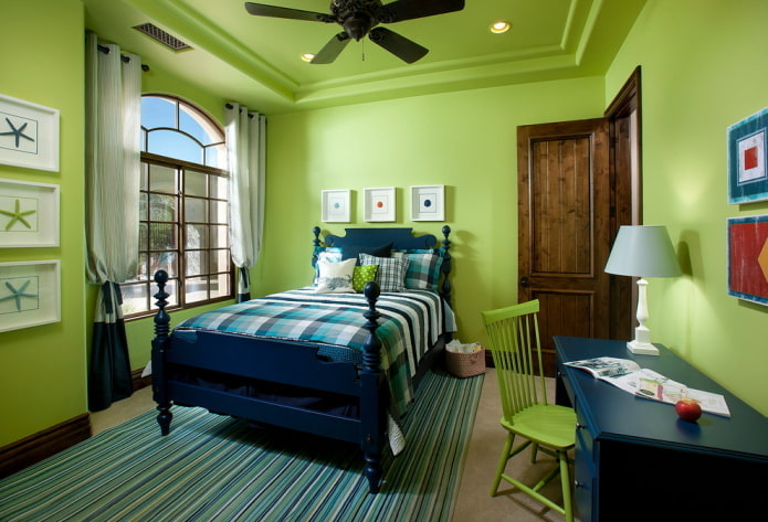revêtement de plafond vert avec murs verts