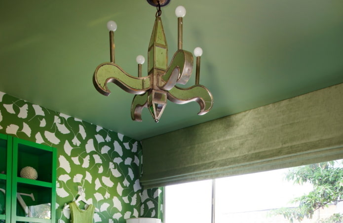 plafond tendu vert mat