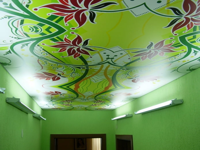 Tissu extensible vert avec impression photo