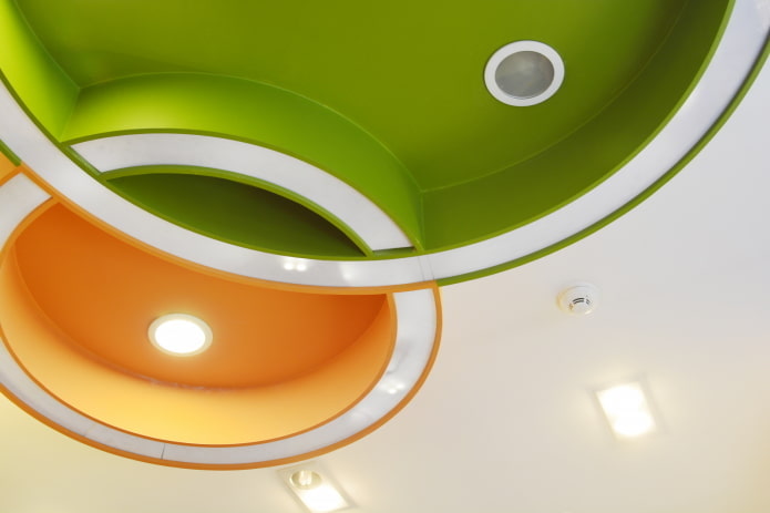 Plafond avec une combinaison de couleurs vertes et orange