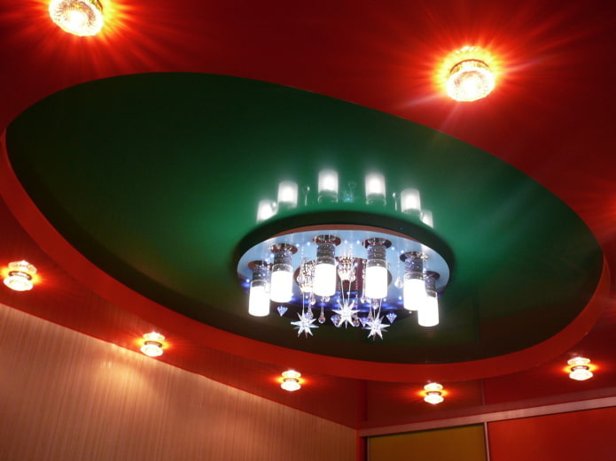 structure de plafond rouge et verte