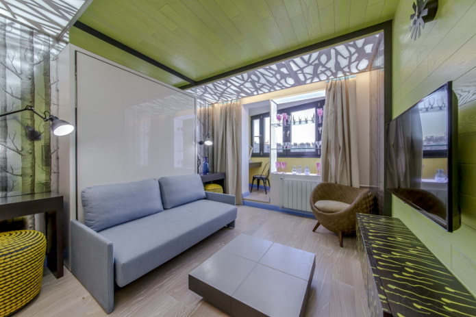 Plafond en bois vert