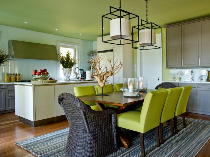 plafond tendu vert mat