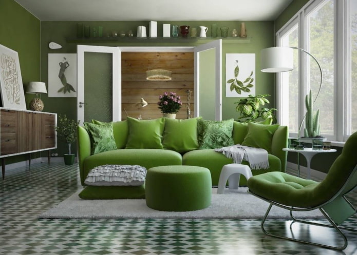 chambre aux tons verts