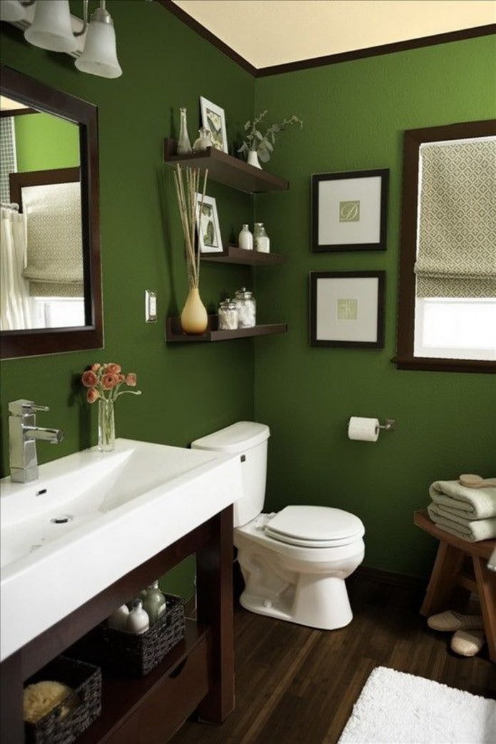 Salle de bain vert foncé