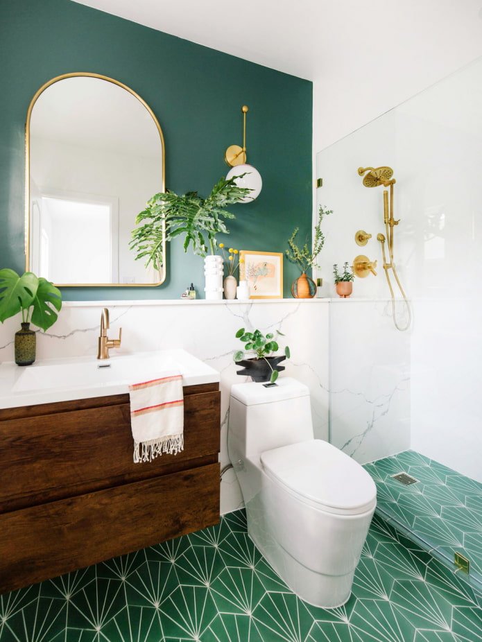Carrelage vert dans la salle de bain