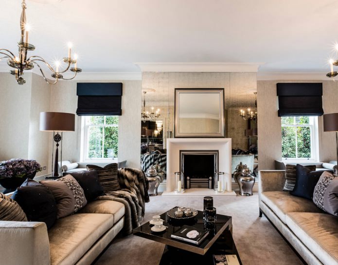 Carrelage miroir dans un salon