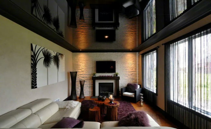 Plafond tendu miroir noir