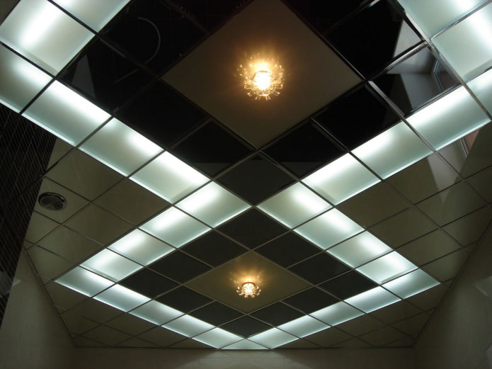 Structure de plafond miroir avec rétroéclairage