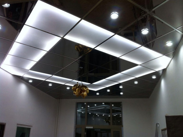 Structure de plafond miroir avec rétroéclairage