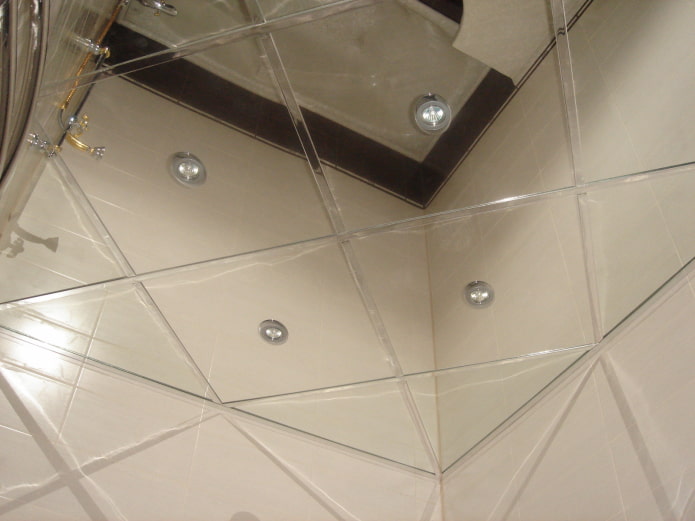 Structure de plafond en miroir argenté
