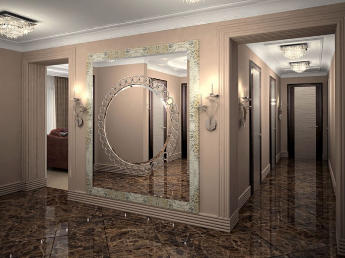 miroir à facettes avec motifs à l'intérieur