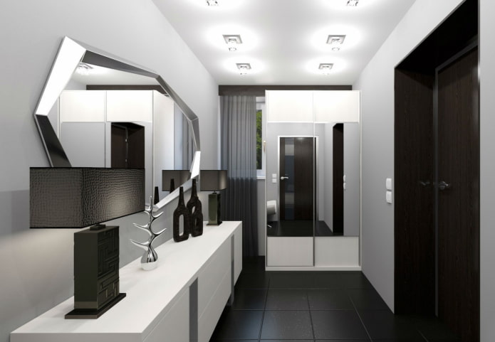 Miroir dans le couloir de style high-tech