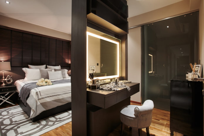 miroir avec rétroéclairage LED dans la chambre