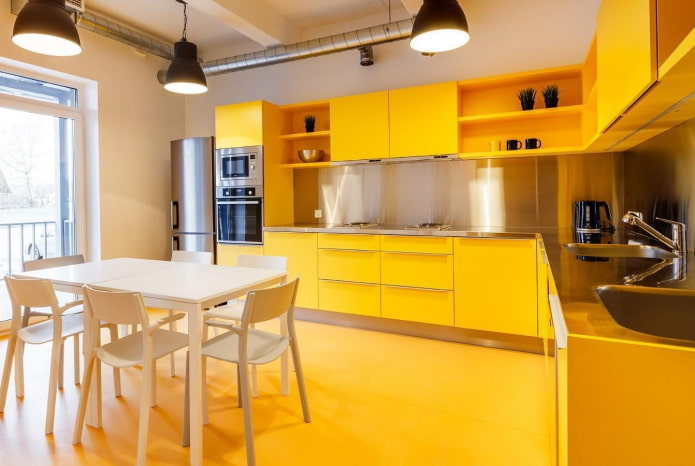 Décoration de cuisine dans les tons jaunes