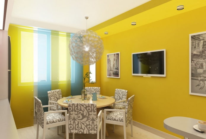 Rideaux de cuisine aux tons jaunes