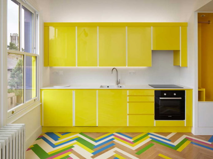 intérieur de cuisine dans les tons jaunes