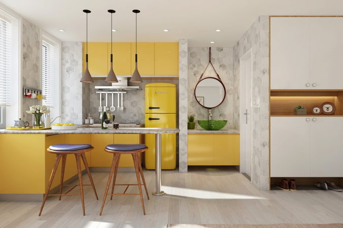 Décoration de cuisine dans les tons jaunes