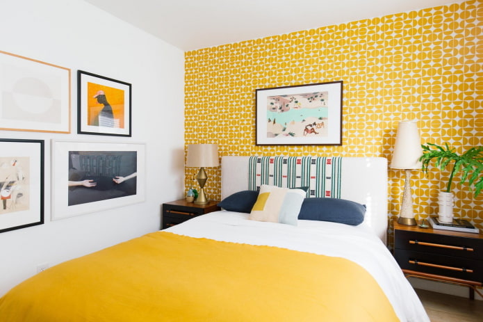 décoration de chambre dans les tons jaunes
