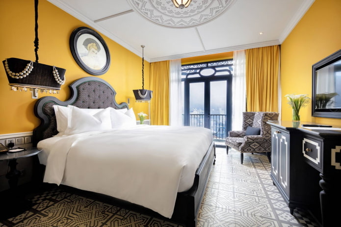 Décoration de chambre dans les tons jaunes