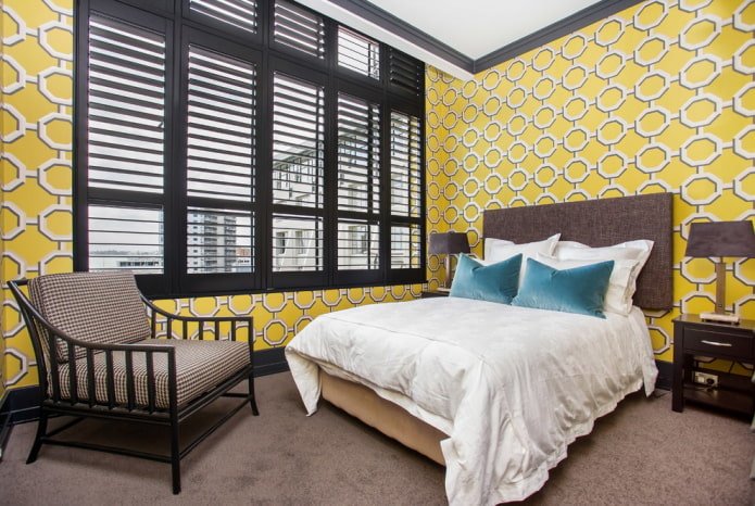 Décoration de chambre dans les tons jaunes