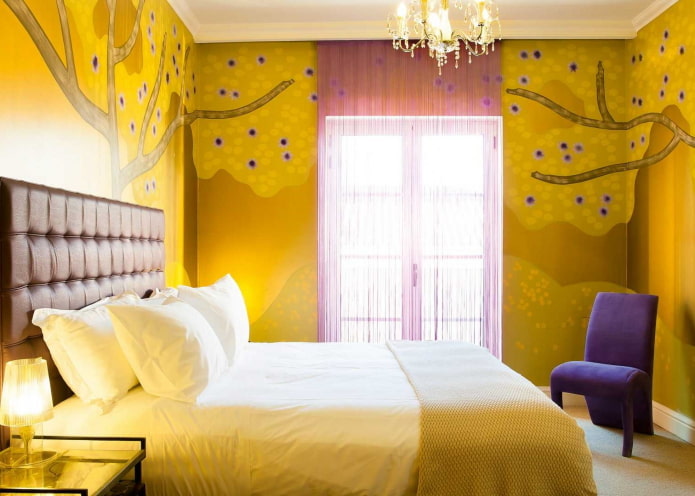 Décoration de chambre dans les tons jaunes