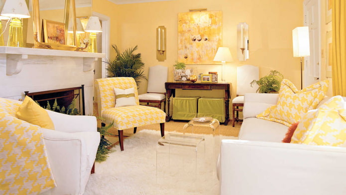 Salon aux tons jaune miel
