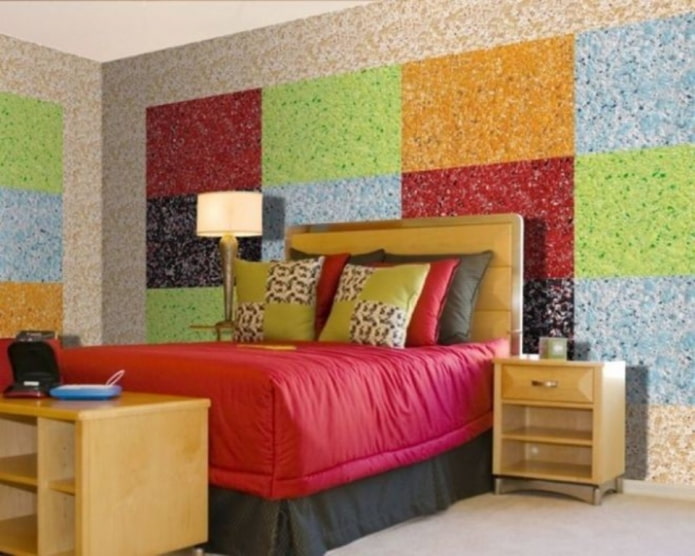 Carrés colorés avec papier peint liquide