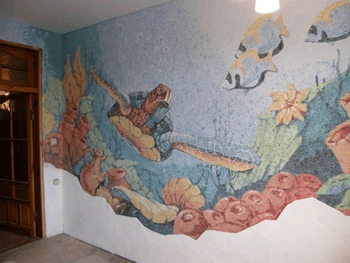 tortue dans la mer avec du papier peint liquide