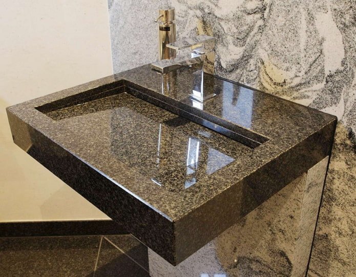 Évier en pierre liquide imitation granit noir