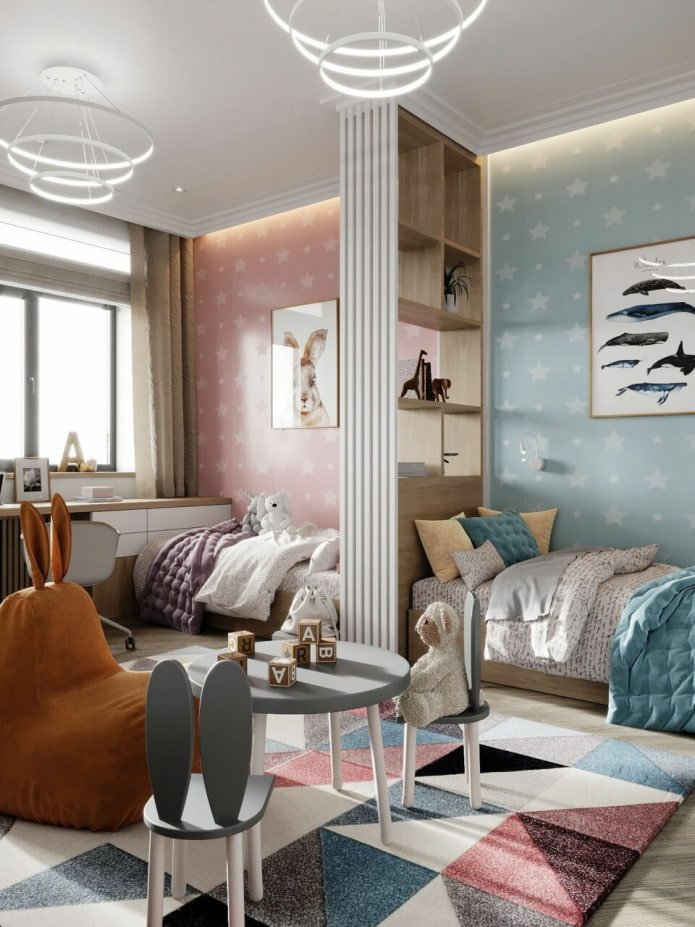 conception d'une chambre pour enfants de sexes différents