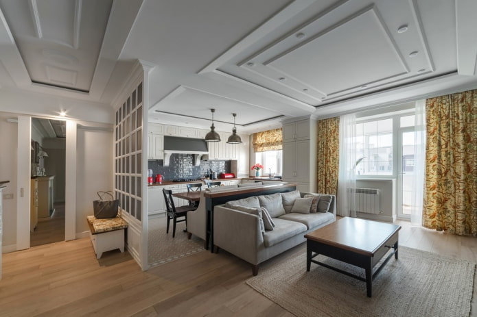 Diviser le salon avec un canapé et une console